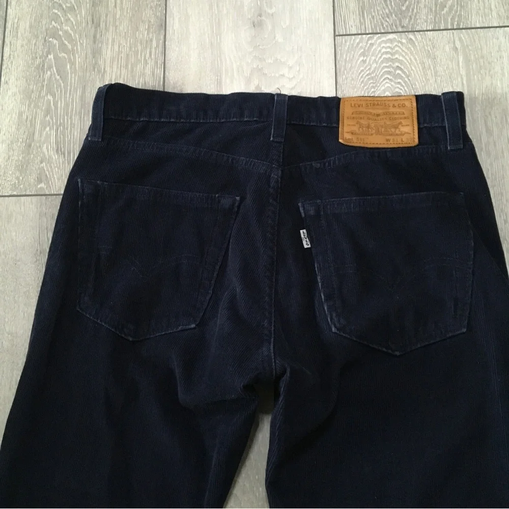 Levis 511 Trousers W31 L32 Blue Corduroy Slim Straight Cords Zip Fly - Picture 4 of 10